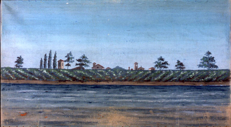 Paesaggio fluviale (fondale) - ambito emiliano (fine sec. XIX)