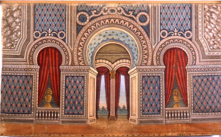 Interno di reggia (fondale) - ambito emiliano (fine sec. XIX)