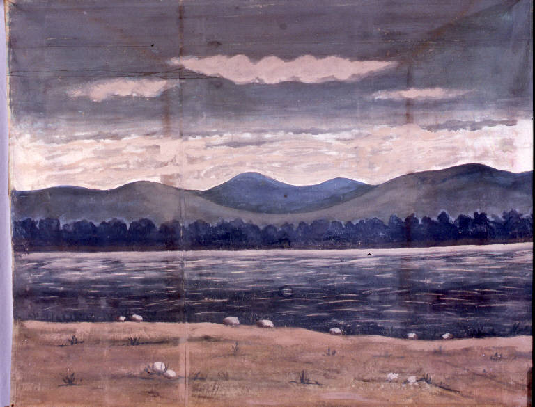 Paesaggio fluviale (fondale) - ambito emiliano (fine sec. XIX)