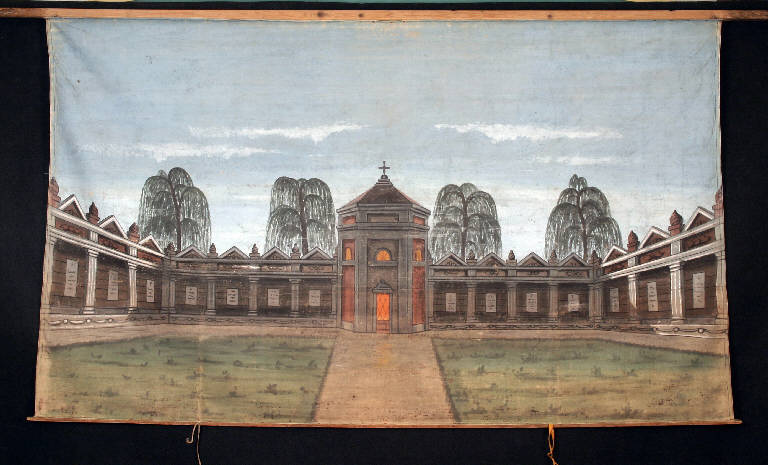 Cimitero (fondale) - ambito emiliano (fine sec. XIX)