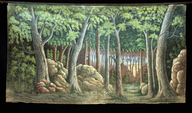 Paesaggio con alberi (fondale) - ambito emiliano (fine sec. XIX)