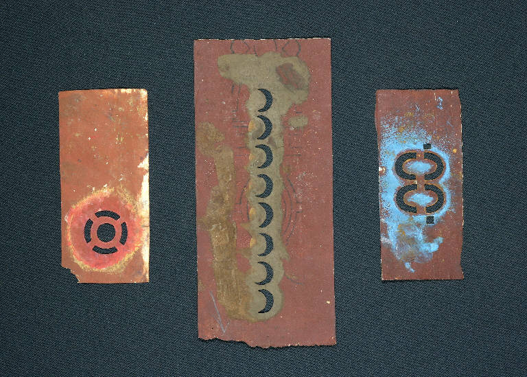 Motivi decorativi geometrici e ornamentali (cartone per trasposizione) - ambito emiliano (fine sec. XIX)