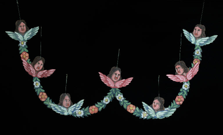 Cherubini con ghirlanda di fiori (spezzato) - ambito emiliano (fine sec. XIX)