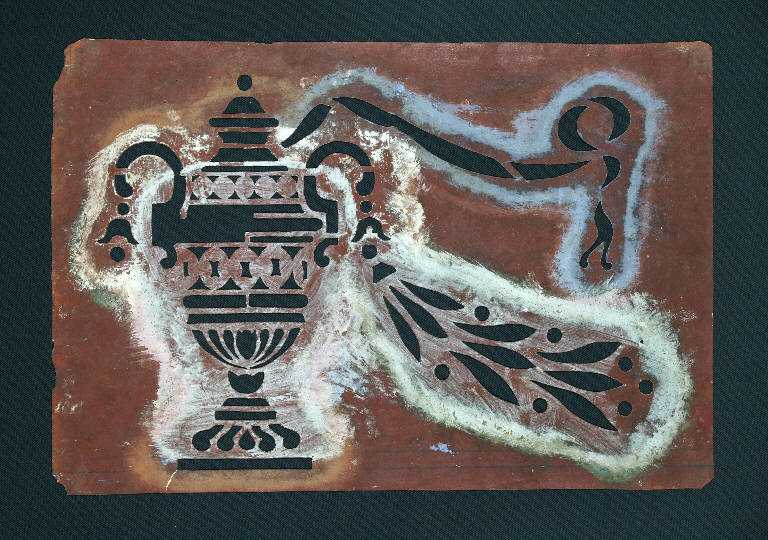 Vaso con fiori stilizzati (cartone per trasposizione) - ambito emiliano (fine sec. XIX)