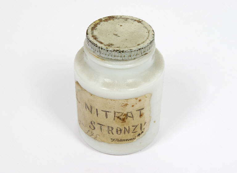 barattolo con pigmento in polvere - ambito emiliano (prima metà sec. XX)