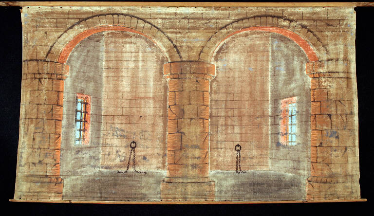 Interno di prigione (fondale) - ambito emiliano (fine sec. XIX)