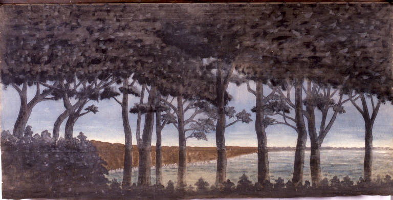 Paesaggio lacustre (fondale) - ambito emiliano (fine sec. XIX)