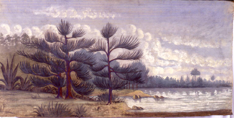 Paesaggio lacustre (fondale) - ambito emiliano (fine sec. XIX)