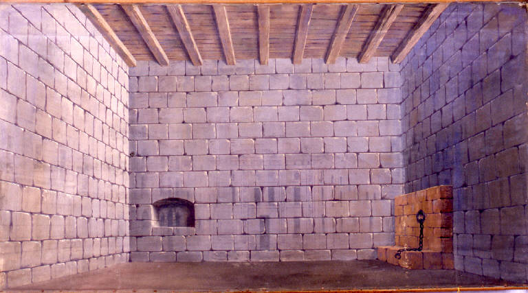 Interno di prigione (fondale) - ambito emiliano (fine sec. XIX)