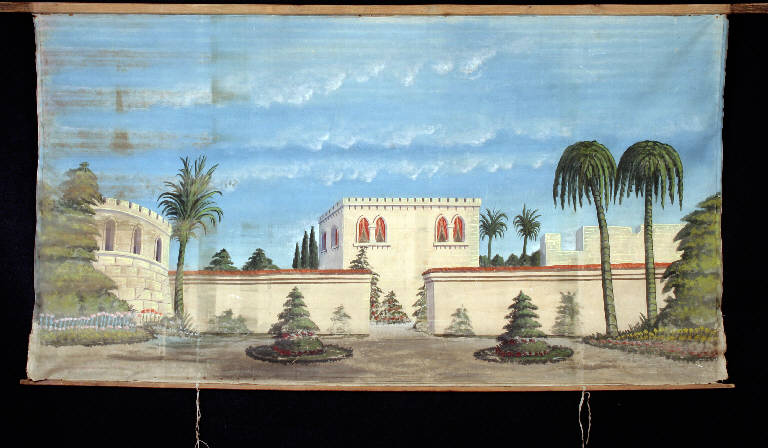 Paesaggio con architetture (fondale) - ambito emiliano (fine sec. XIX)