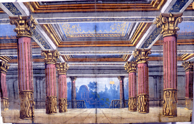 Elementi decorativi architettonici (fondale) - ambito Italia settentrionale (fine sec. XIX)