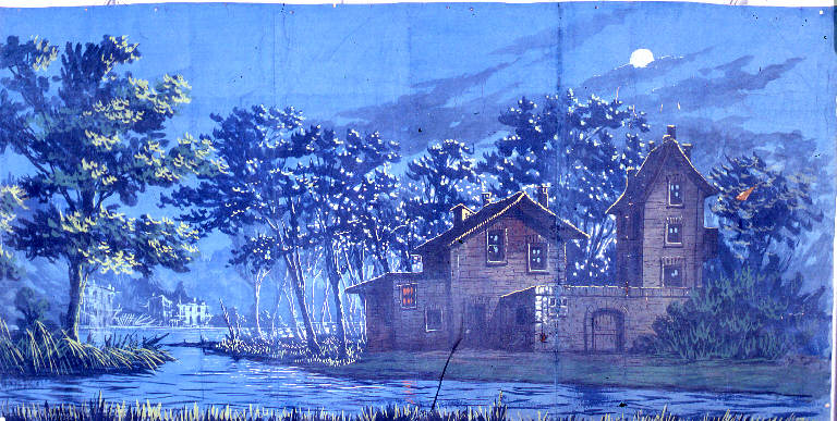 Paesaggio fluviale (fondale) - ambito Italia settentrionale (fine sec. XIX)