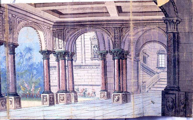 Elementi decorativi architettonici (fondale) - ambito Italia settentrionale (fine sec. XIX)