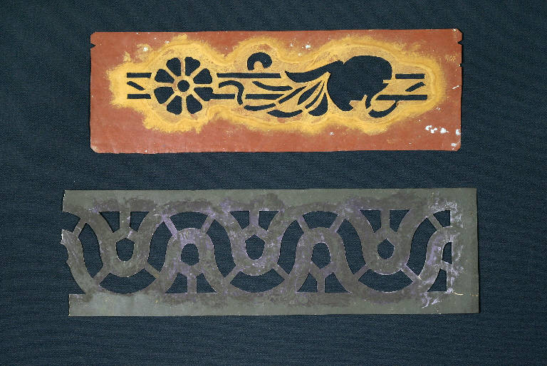 Motivi decorativi geometrici e floreali (cartone per trasposizione) - ambito emiliano (fine sec. XIX)