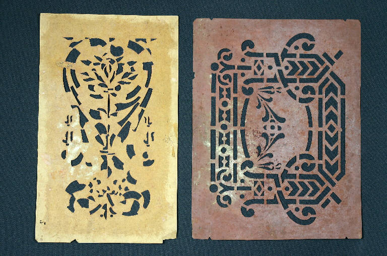 Motivi decorativi geometrici e vegetali (cartone per trasposizione) - ambito emiliano (fine sec. XIX)