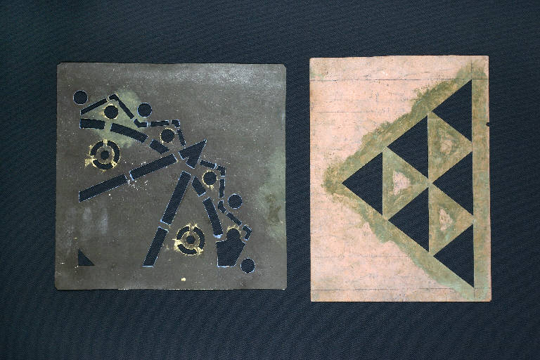 Motivi decorativi geometrici (cartone per trasposizione) - ambito emiliano (fine sec. XIX)