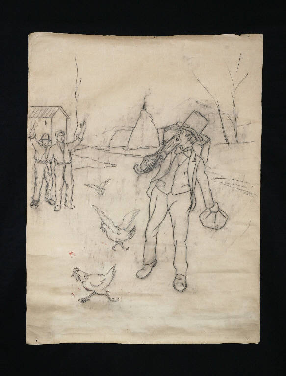 Sandrone (disegno preparatorio) - ambito emiliano (fine sec. XIX)