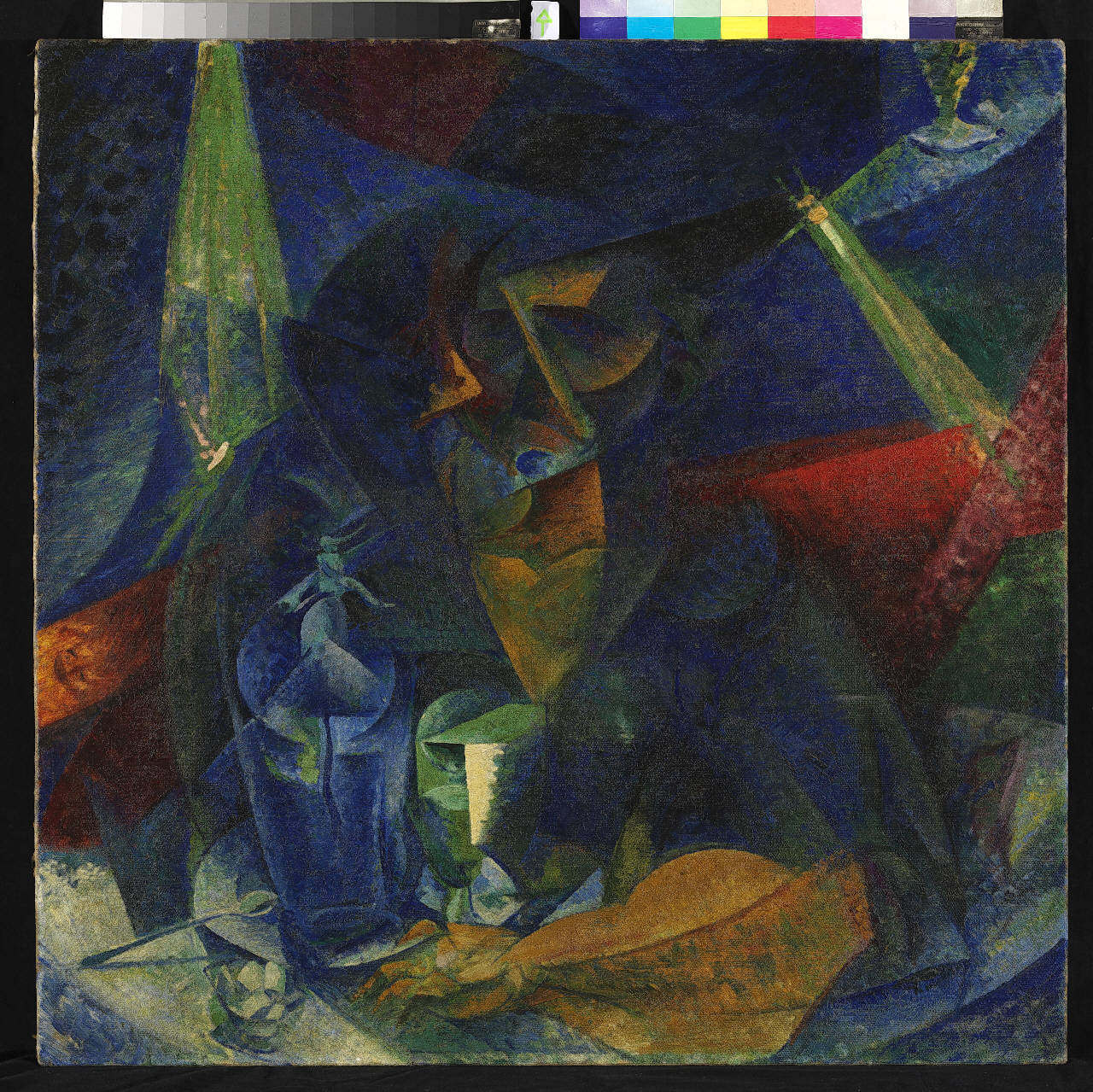 Donna al caffè - Compenetrazioni di luci e piani, Figura di donna a tavola, Scomposizione di figura di donna a tavola, Donna al caffè (dipinto) di Boccioni, Umberto (sec. XX)