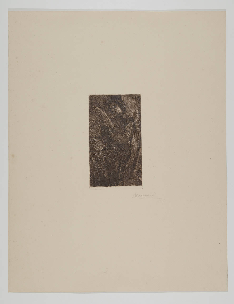 Donna che legge, donna che legge (acquaforte) di Boccioni, Umberto (sec. XX)