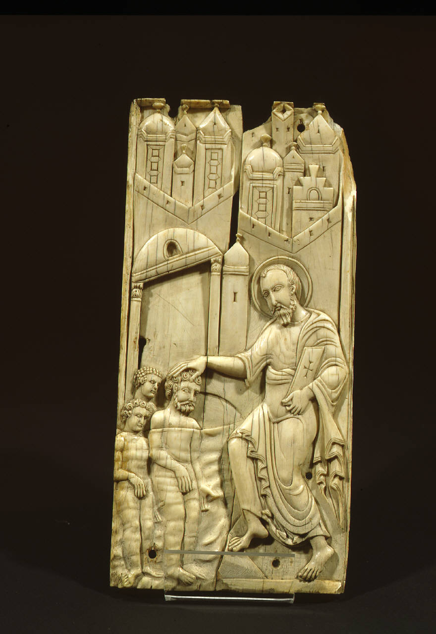 San Marco battezza Aniano (placchetta) - bottega alessandrina (secc. VII/ VIII)