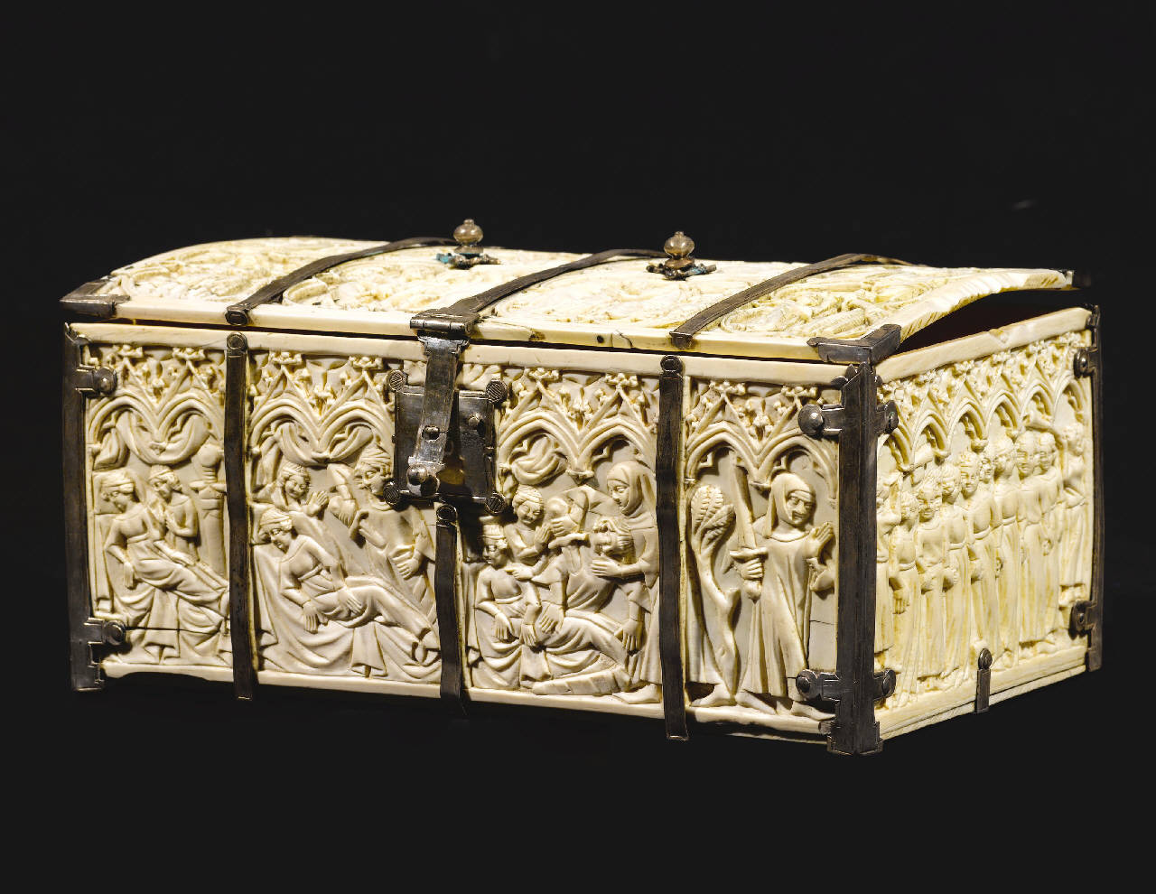 storie della castellana di Vergi (cofanetto) - bottega francese (metà sec. XIV)
