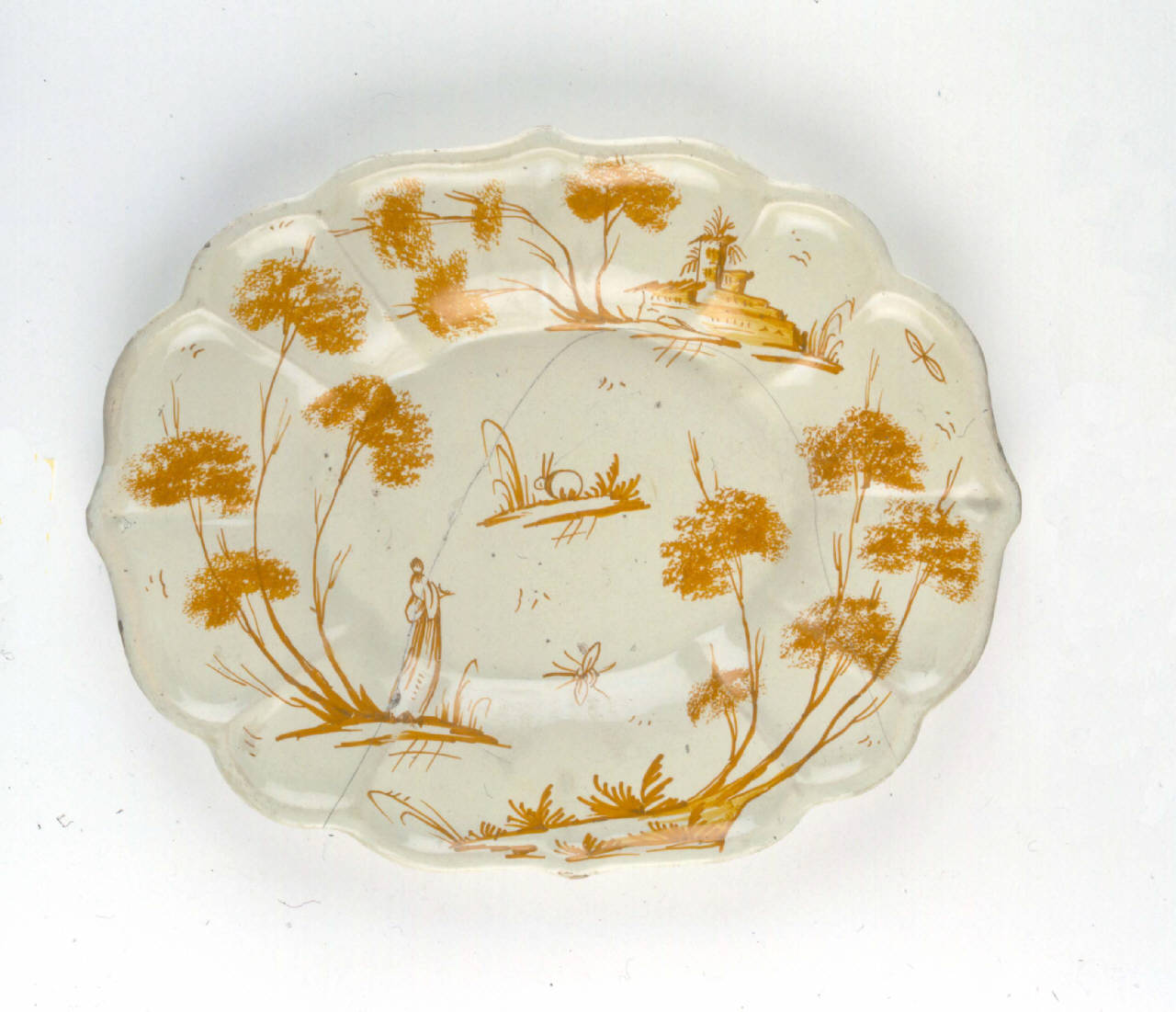 paesaggio (presentatoio) - manifattura di Savona o Albisola o Moustiers (?)||manifattura provenzale (Moustiers?) (seconda metà sec. XVIII)