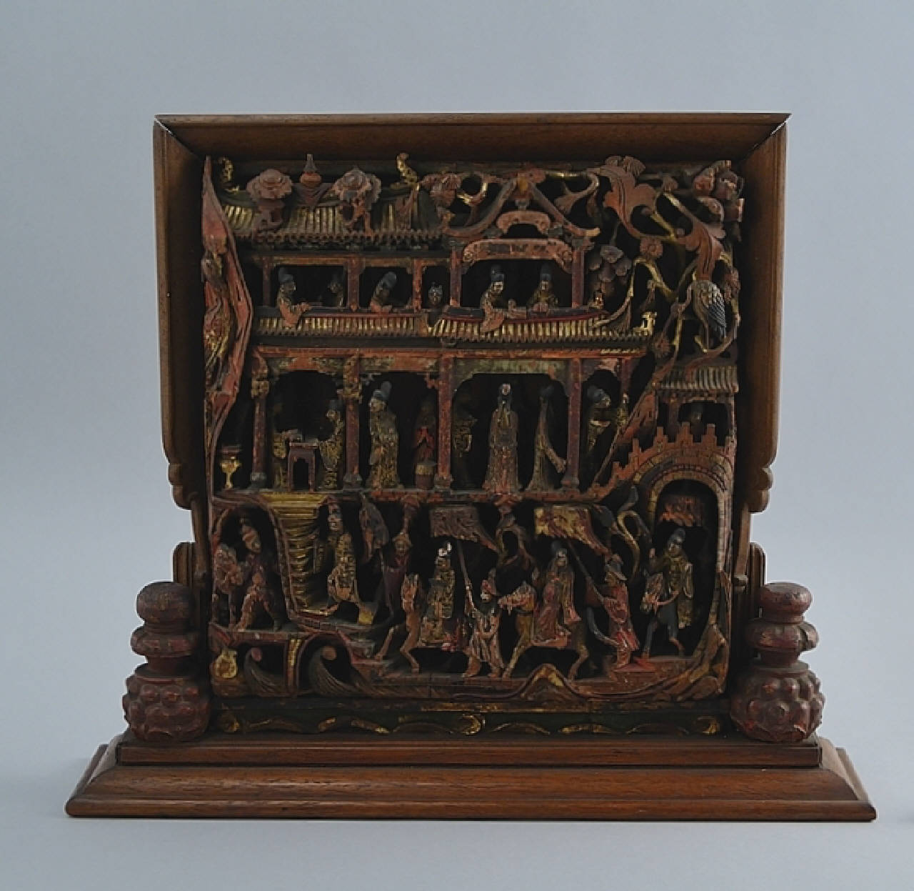 scene letterarie e benaugurali con dame e letterati mandarini (schermo da tavolo) - ambito Cina (sec. XIX)