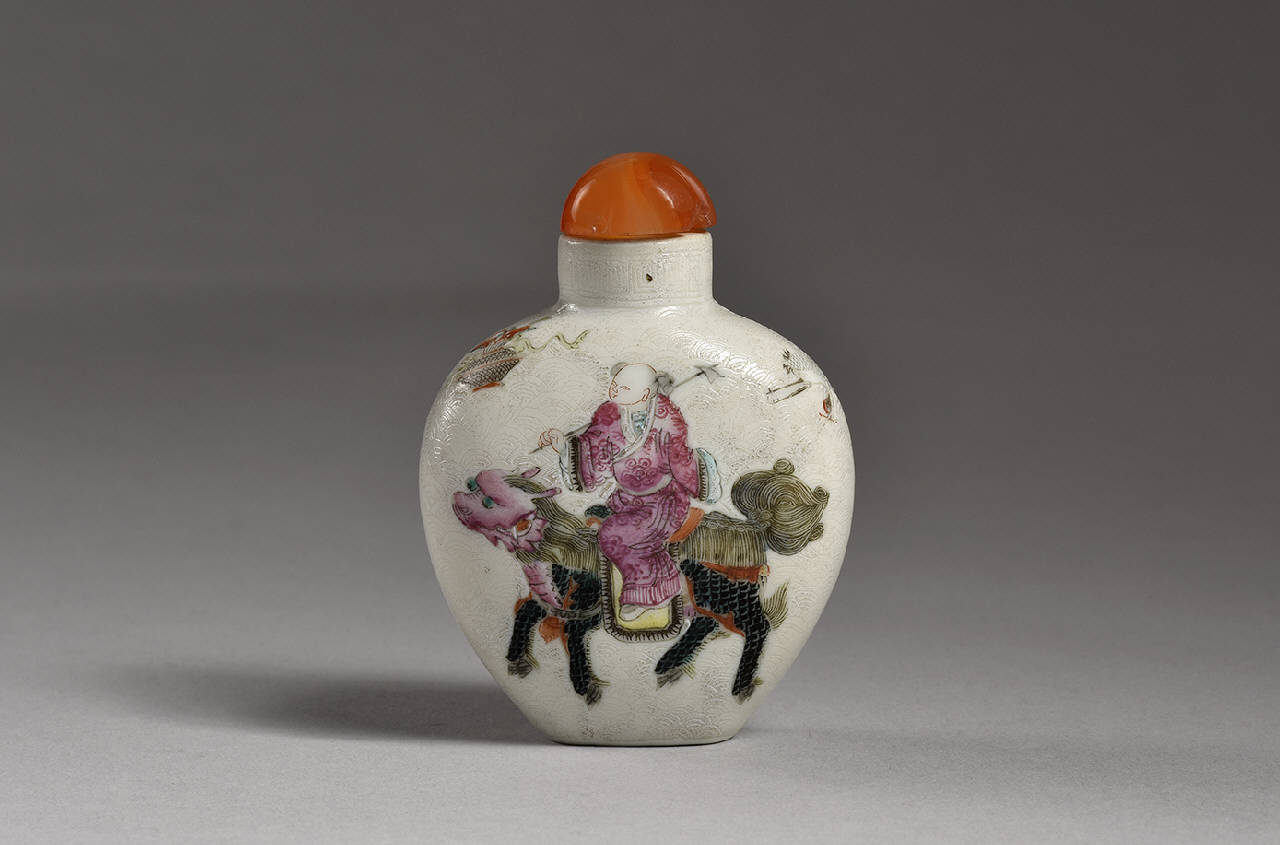 bambino su un qilin (bottiglia) - ambito Cina (secc. XIX/ XX)