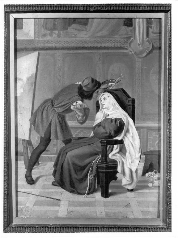 Pittore con monaca (dipinto) - ambito lombardo (ultimo quarto sec. XIX)