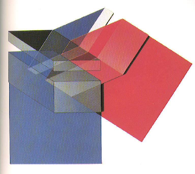 Relief descriptif bleu-rouge, Composizione geometrica (dipinto) di Herrera Octavio (fine sec. XX)