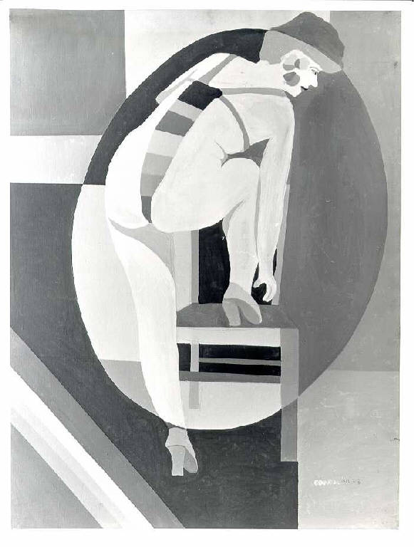 I preparativi di Claudette, Figura femminile (dipinto) di Comencini Eugenio (terzo quarto sec. XX)