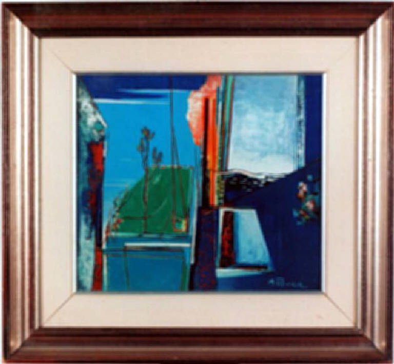 Giornata di marzo, Interno con finestra (dipinto) di Piccaia Matteo (terzo quarto sec. XX)