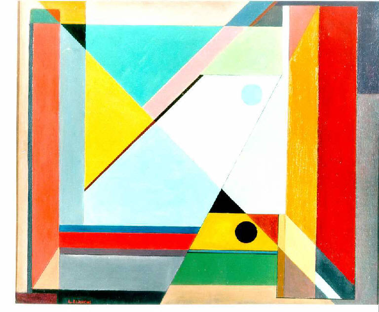 Studio 41, Composizione di figure geometriche (dipinto) di Bianchi Aristide (metà sec. XX)