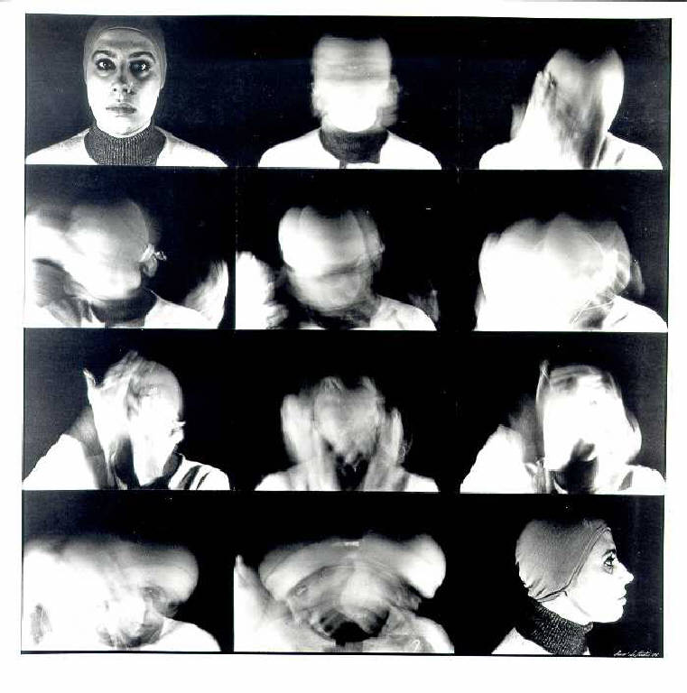 Programmazione di una dinamica elementare: per autocoscienza, Ritratto femminile in dodici posizioni diverse (elaborazione fotografica) di De Sanctis Dario (ultimo quarto sec. XX)