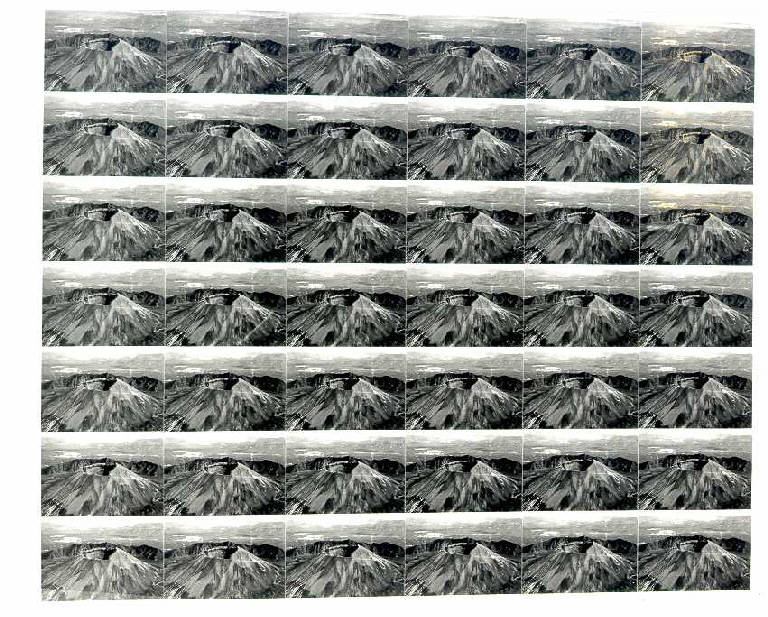 Paesaggio ripetuto n.6, Veduta del vesuvio (dipinto) di Bravi Giannetto (ultimo quarto sec. XX)