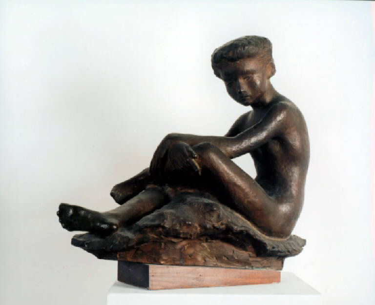 Nudo di giovinetta, Figura femminile nuda (scultura) di Pellini Eros (metà sec. XX)