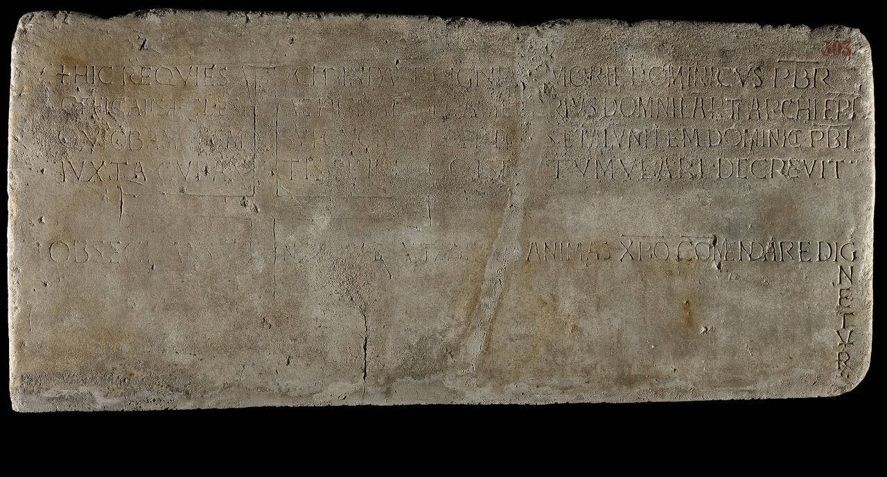 Epigrafe di Domenicus (lastra) di Lapicida - ambito lombardo (primo quarto sec. X)