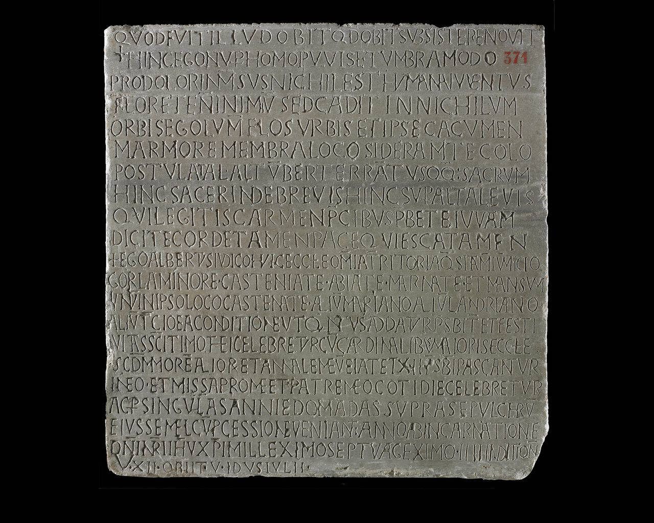 Testamento di Albertus (Alberto) (lastra) di Lapicida - ambito lombardo (terzo quarto sec. XI)