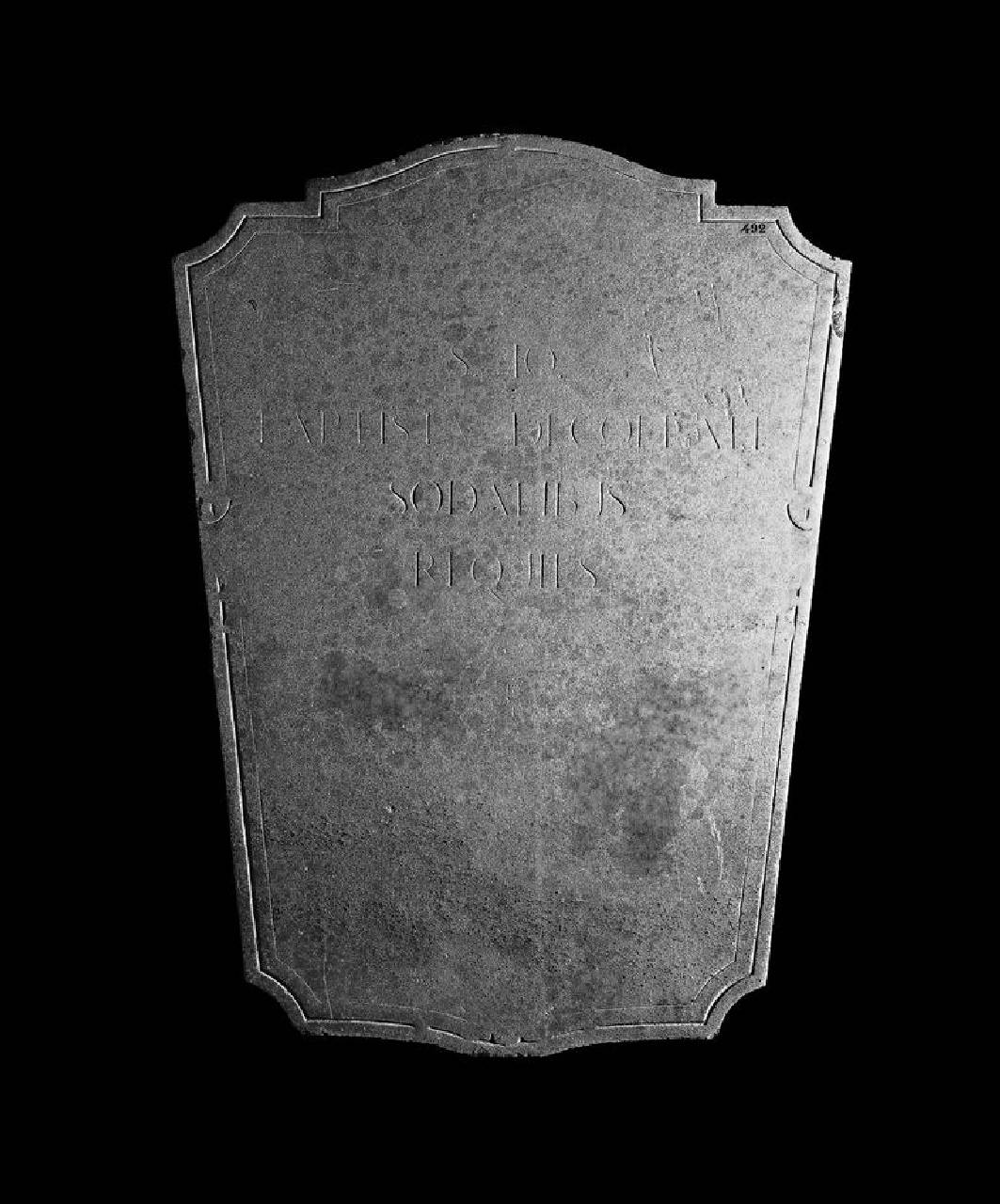 Iscrizione dei confratelli di San Giovanni Battista Decollato (lastra, mistilinea) di Lapicida - ambito lombardo (sec. XVII)