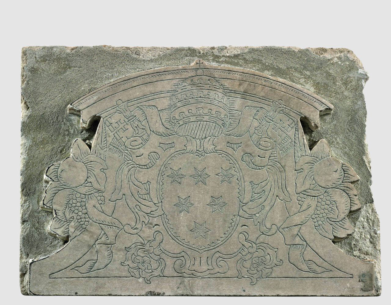 Lastra calcografica (?) con stemma di papa Clemente X Altieri (lastra) di Scultore - ambito italiano (terzo quarto sec. XVII)