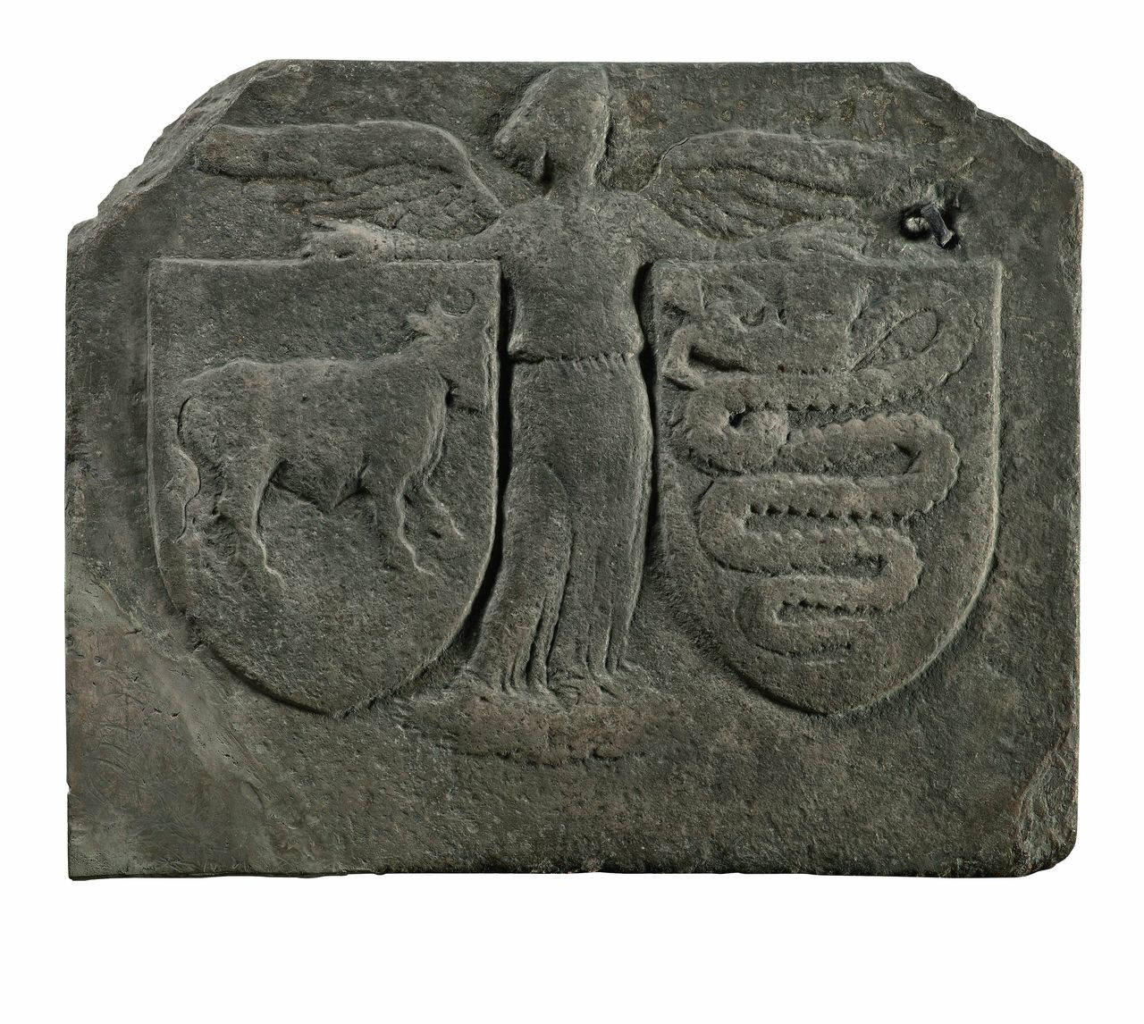 Angelo recante lo stemma di Aloisino Bossi e Cecilia Visconti? (lastra) di Scultore - ambito lombardo (terzo quarto sec. XV)