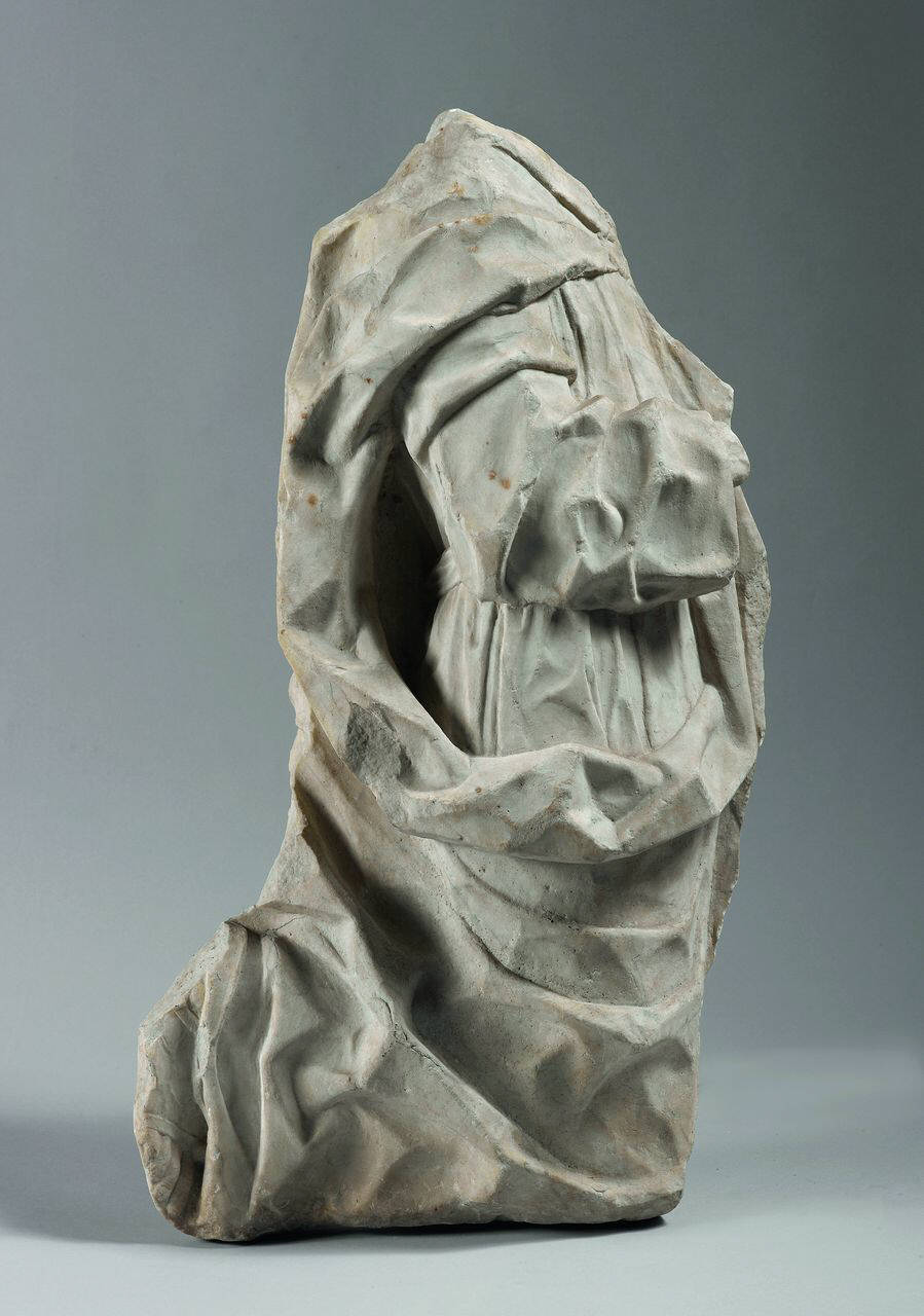 Santo acefalo inginocchiato (statua acefala, rilievo di) di Mantegazza, Antonio (attribuito) (ultimo quarto sec. XV)
