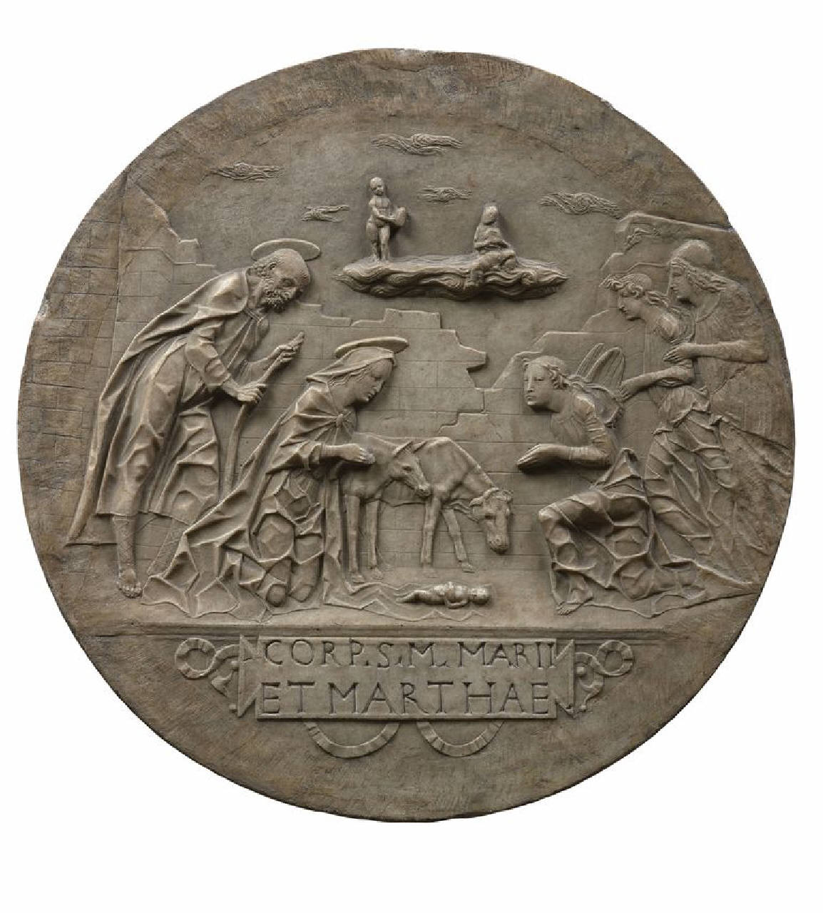 Adorazione del Bambino (tondo) di Piatti, Giovanni Antonio; Amadeo, Giovanni Antonio; Cazzaniga, Tommaso (ultimo quarto sec. XV)