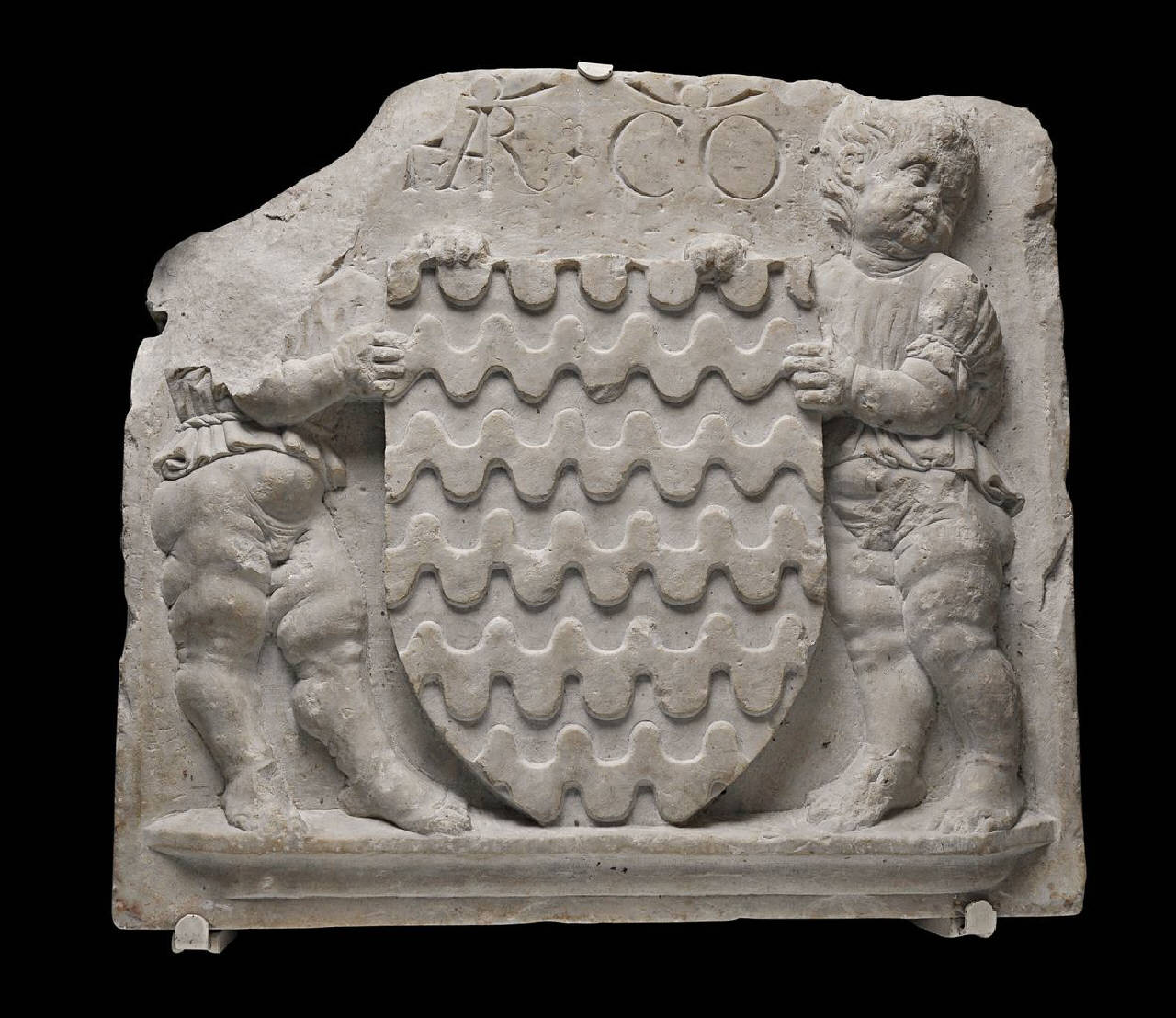Lastra con stemma Archinto sostenuto da putti (lastra, altorilievo) di Scultore - ambito lombardo (fine/ inizio sec. XV)