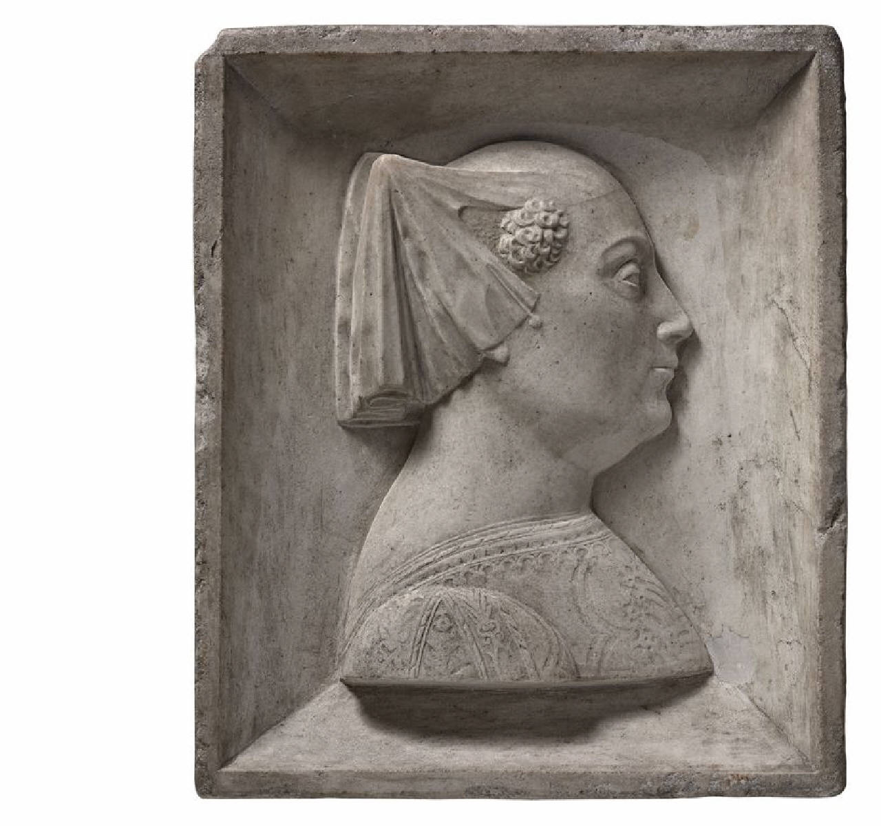 Bianca Maria Visconti (Settimo Milanese, 1425 - 1468) (lastra, altorilievo) di Giancristoforo Romano (cerchia) (terzo quarto sec. XV)