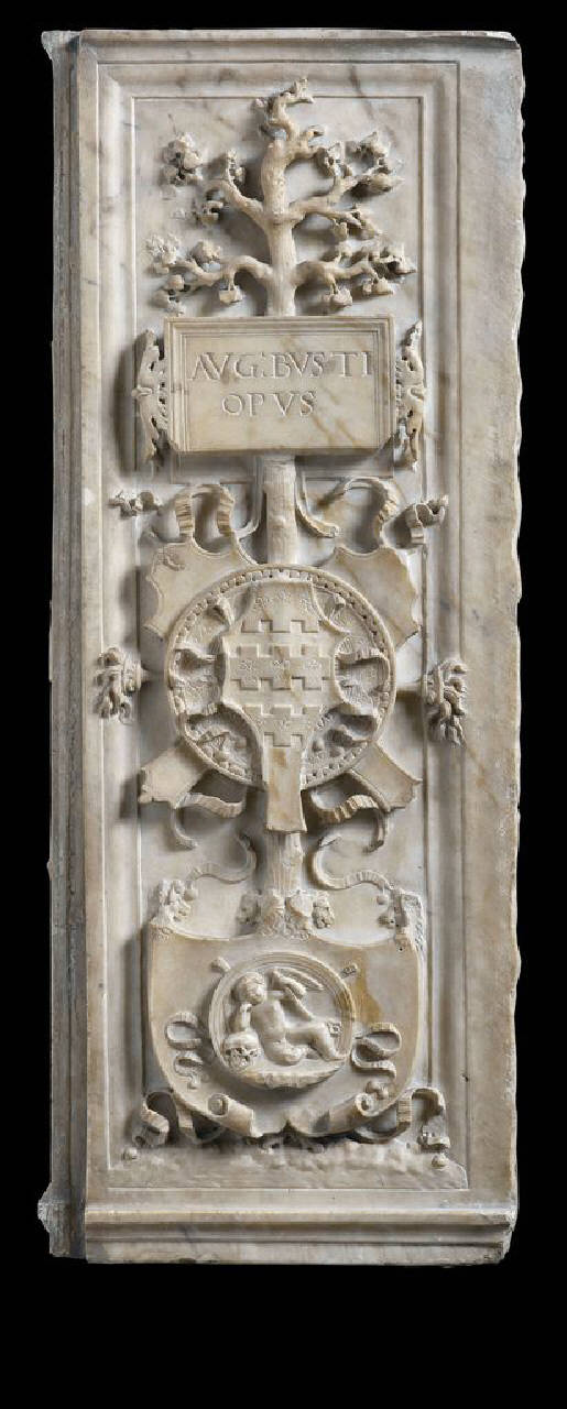 Lastra con stemma della famiglia Birago (lastra, altorilievo) di Busti, Agostino detto Bambaia (o Bambaja) (primo quarto sec. XVI)