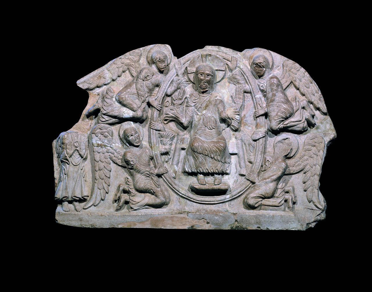 Ascensione di Cristo (lunetta ?) di Scultore; Nicolò (Niccolò) (bottega; ) - ambito lombardo (secondo quarto sec. XII)