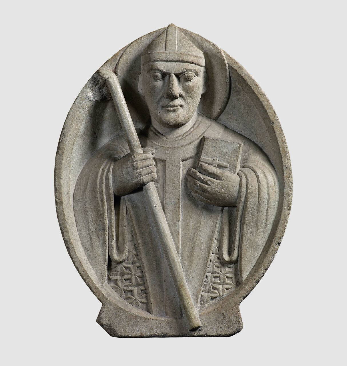 Sant'Alessandro entro clipeo (lastra ovale, altorilievo) di Scultore; Maestro della Madonna degli Osii - ambito campionese (fine/ inizio sec. XII)
