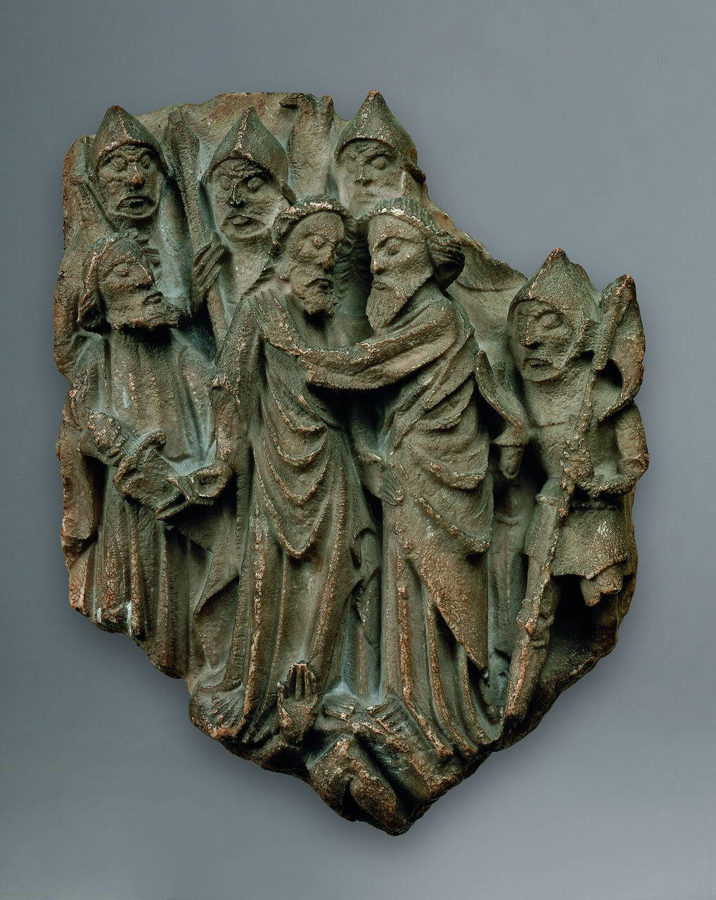 Bacio di Giuda (lastra, frammento di, altorilievo) di Scultore - ambito inglese (ultimo ventennio-prima me sec. XIV)