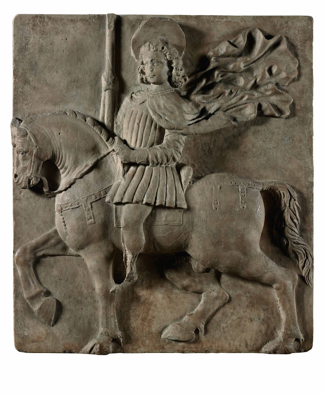 Santo a cavallo incidente a sinistra: San Giorgio? (lastra, altorilievo) di Scultore - ambito lombardo (terzo quarto sec. XV)